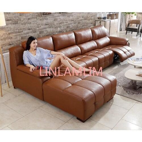 Living Room Sofa set real genuine leather sofas salon couch electric recliner L sofa cama speaker air cleaner puff asiento mueb