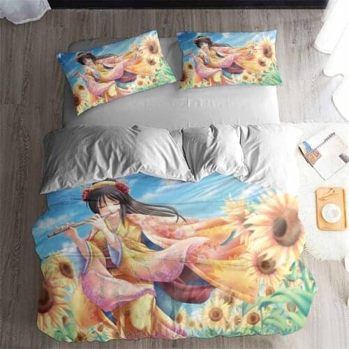 HELENGILI 3D Bedding Set Cartoon Anime cute girl Print Duvet cover set bedclothes with pillowcase bed set home Textiles