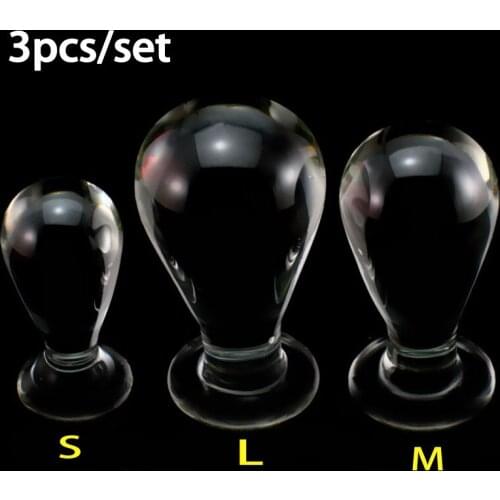 3pcs Glass Butt Plug Set Anal Dilator Expander Sex Toys For Woman Men Buttplug Transparent Glass Anal Balls Plugs Erotic Toys