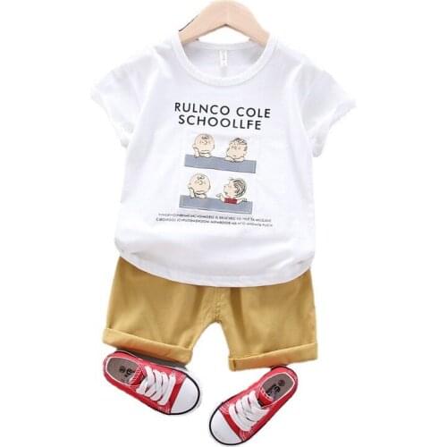 2021 Baby Boys Summer Fashion Clothes Sets Newborn Casual Outfits Toddler Girls CartoonT-shirt+solid Shorts Kids Clothing suits