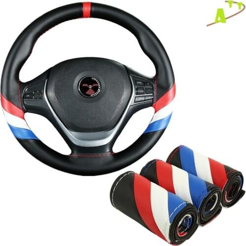 Soft Microfiber Leather Auto Car Steering Wheel Cover 38cm steering-wheel With Needles And Thread Sports Car Interior Accessorie