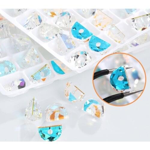 New Arrival AB Color Crystal Strass Moon Shape Rhinestones Loose Beads Earring Making Accessories DIY Rhinestone Beads Stone