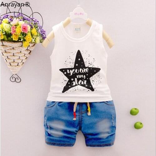 New Summer TOP VEST Children Boys Girls Baby Fashion Infant Clothing Set Kids Cotton Cartoon Shorts Suit Twinset Baby Tracksuit
