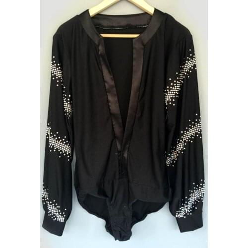 New style mens Latin dance costumes seior spandex long sleeves mens latin dance body shirt for mens latin dance shirts A96