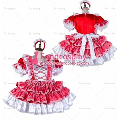 Sissy maid satin dress lockable Uniform cosplay costume Tailor-made[G2120]