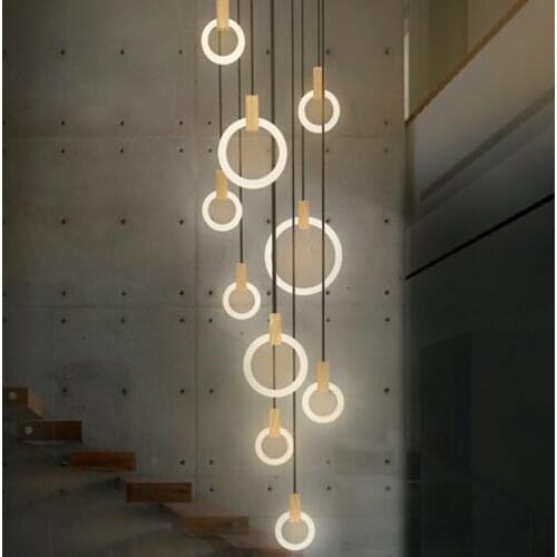 Nordic living room art led chandelier duplex floor villas stair chandelier modern minimalist personality creative lighting led