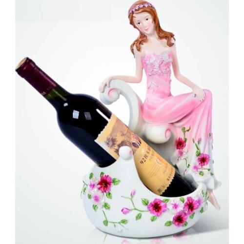 Modern Creative Kitchen Goods Home Decor Figurines Miniatures Beauty Girl Wine Bottle Wine Rack Wine Holder Decoration Ornaments