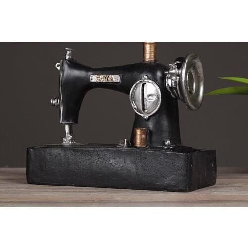 Vintage Resin Sewing Machine Piggy bank Ornaments Figurine Retro Crafts Old Furniture Sewing Machine Miniature Home Decor Gifts