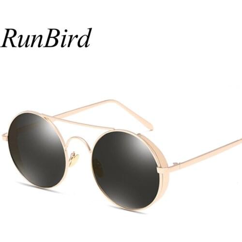 Steampunk Sunglasses Metal Round Men Women Fashion Glasses Brand Designer Retro Frame Vintage Sunglasses High Quality 1465R