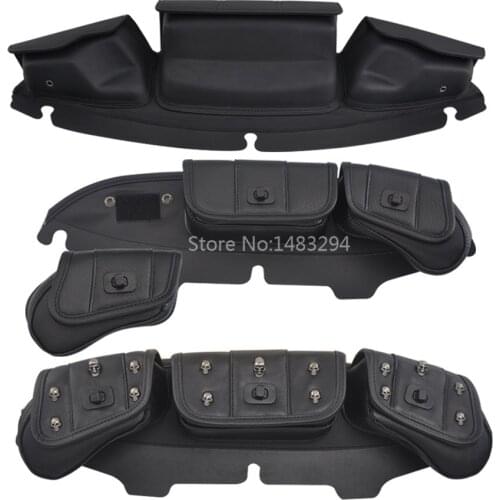 Motorcycle Windshield Bag Fairing Pouch 3 Pocket For Harley Electra Glide Street Glide Ultra Limited Tri Glide 96-Up