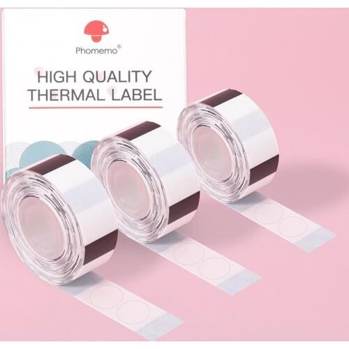 Thermal Sticker Paper 3 rolls/box 14*28mm 220pcs Label Transparent Round for Phomemo D30 Printer Non Removable Synthetic Labels