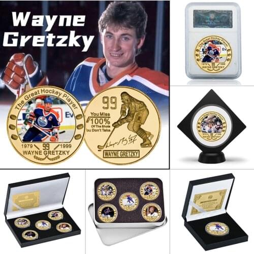 The Great One Canadian Ice Hockey Player Gold Plated Commemorative Coins Collectible Sports Challenge Coin Souvenir Gift for Him