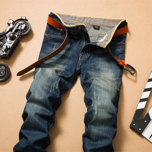 Slim Man Jeans Vintage Stonewash Ripped Jeans Men Brand Quality Stretch Denim Trousers Streetwear Black Blue