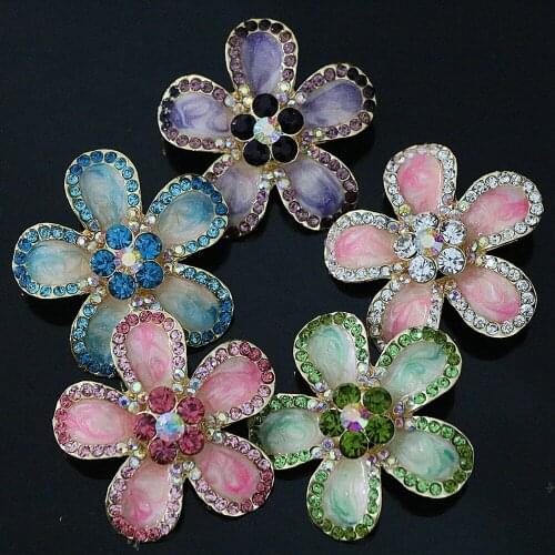 New Bohemia top-sale round flower brooch for women accessory colorful crystal charms gold-color fashion jewelry B1231