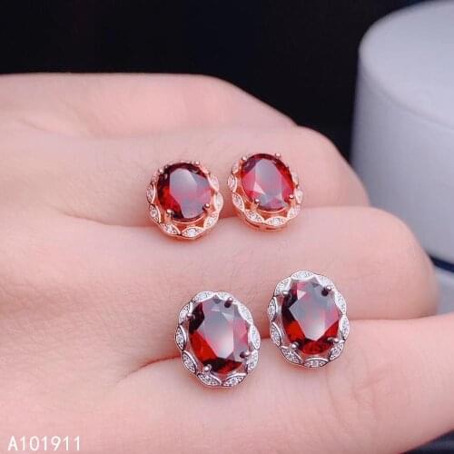KJJEAXCMY fine jewelry natural Garnet 925 sterling silver women earrings new Ear Studs support test luxury