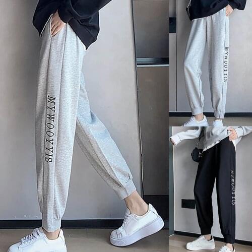 2021 Ladies Handsome Casual Harem Trousers Womens Casual Sports Pants Loose Trousers Cotton Blend Autumn&Spring Woman Pants F