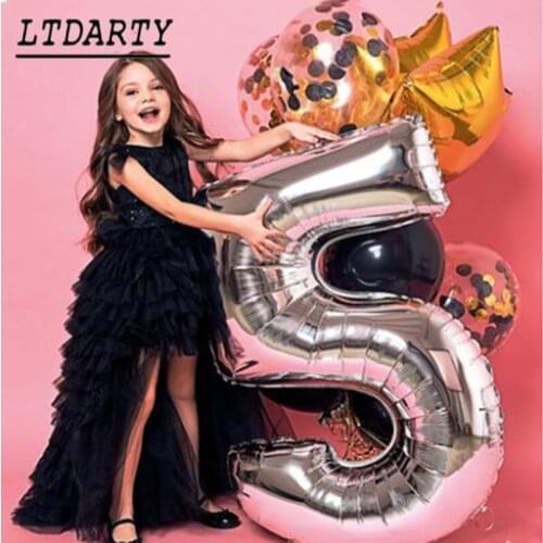 1pcs Gold silver foil balloon 32inch 0-9 Number Digit balloon aluminum Wedding birthday Party decoration Globos Supplies ball