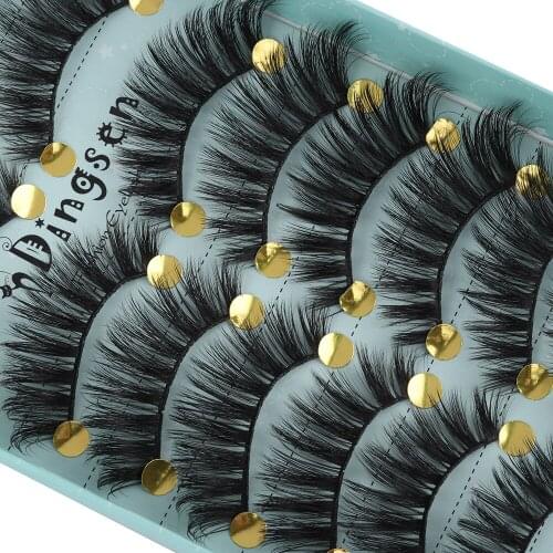 10 Pairs 3D Faux Mink False Eyelashes Wispy Fluffy Natural Long Eye Lashes Extension Crisscross Handmade Lashes Extension Tools