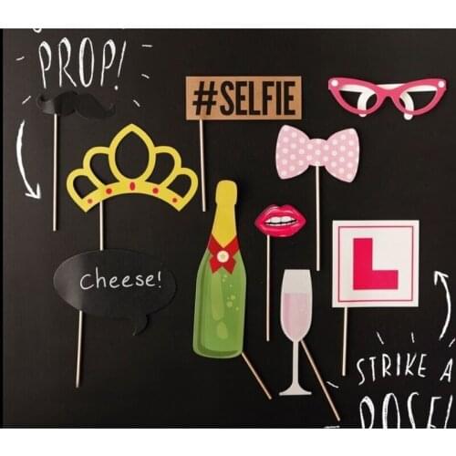 10pcs Photo Booth Props Single Queen DIY Lips Mask Glasses Mustache Lip On A Stick Wine Bottle Wedding Brithday Party Supplies