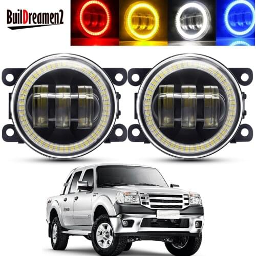 2 Pieces Angel Eye Fog Light Assembly For Ford Ranger 2005-2015 Car LED Lens Fog DRL Daytime Running Lamp 12V