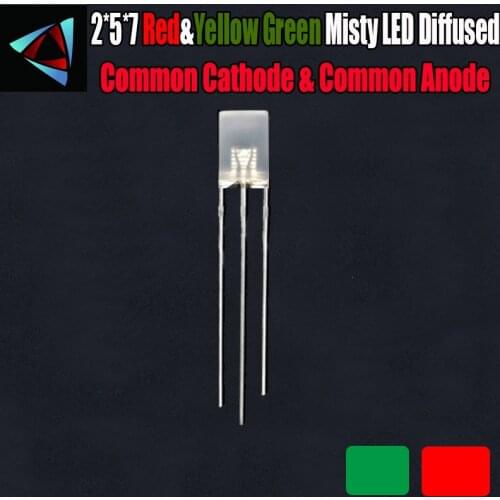 50pcs 2*5*7 Square led Misty LED Diffused Kit 2*5*7 mm Red And Yellow Green Common Cathode & Common Anode DIY