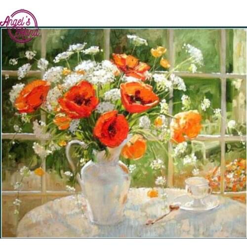 5D DIY diamond embroidery Poppy flowers diamond painting Cross Stitch full drill Rhinestone mosaic home decoration gift