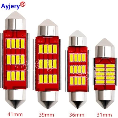 AYJERY 100x Canbus Error Free Festoon 31mm 36mm 39mm 41mm C5w Auto 12 Smd 4014 LED Car Interior Dome Lamp White Reading Bulb 12V