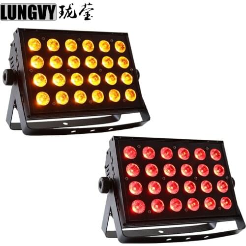 Free Shipping 2pcs/lot 24x18W RGBWA UV 6IN1 Indoor Led Wall Washer light Non-waterproof Barndoor Led Projector