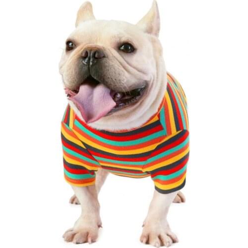 Summer Pet Shirt Round Neck Close-fitting Knitted Fabric Dog Striped Sweater Dog clothes Indoor одежда для собак