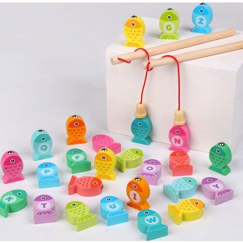 Baby Wooden Toys Digit Alphabet Magnetic Fishing Toys Game Puzzle Toys Early Educational Toys for Children Girl Gifts SJDY-08
