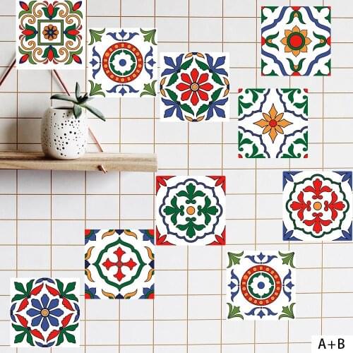 European Classical Black and White Tile Waterproof Sticker DIY Splicing Creative Decorative Flower Brick Wall Sticker