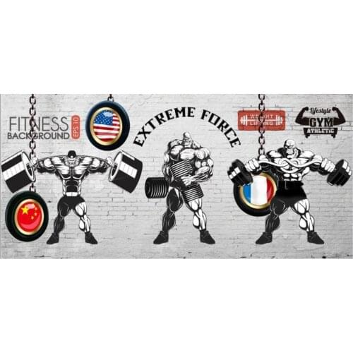 Custom photo wallpaper for walls 3 d murals wallpaper Retro nostalgic weightlifting gym mural background wall papers home decor