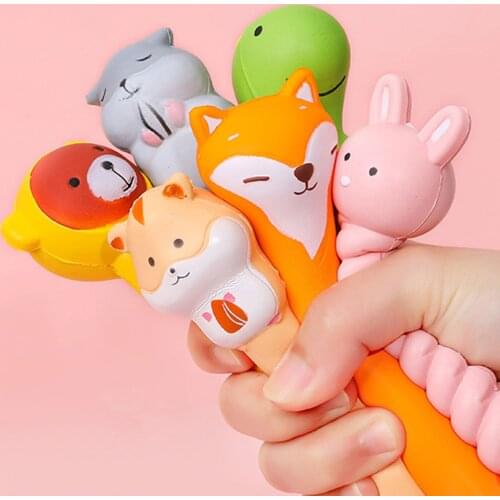 1PC Novelty Cartoon Animals Stress Relieves Squishy Gel Pen Creative Squeeze Foam Pen Signature Stationery School Office Supply