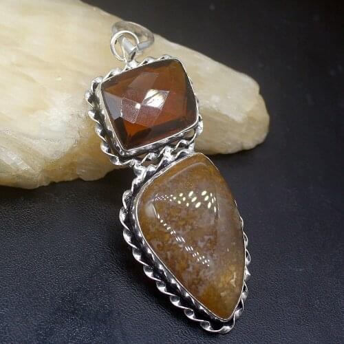 Gemstonefactory Jewelry Big Promotion 925 Silver Vintage Fashion Quartz Honey Topaz Women Jewelry Gifts Necklace Pendant 0266