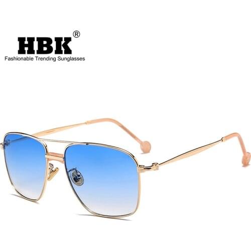 HBK 2021 New Fashion Square Sunglasses Women Retro Big Frame Sun Glasses Men Cool Tint Ocean Lens Gradient High Quality Oculos