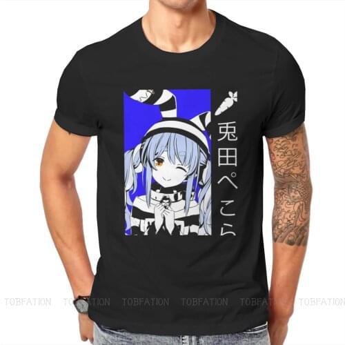 Hololive VTuber Usada Pekora Prisoner Uniform T Shirt Men Ofertas Big size Crewneck Tshirt Cotton Harajuku Tops