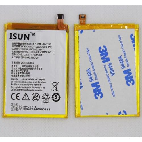 ISUNOO 10pcs/lot Li3928T44P8h475371 Battery for ZTE Blade A1 AXON Mini B2015 C880 C880A C880S Xiaoxian 3 2800mAh