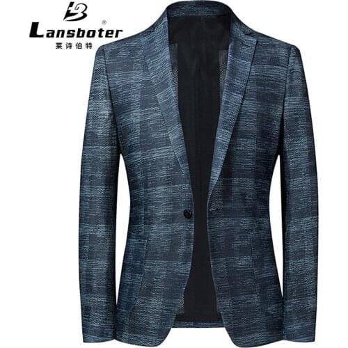 Quality British Blazer Men Spring Brand One Button Blue Slim Fit Suit Jacket Men Terno Masculino Blazers Chaqueta Hombre FS-219
