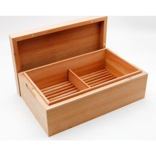 Cedar Wood Cigar Humidor Box Case W/ Humidifier Hygrometer Travel Cigarette Storage Device Up to 75 Cigars Gift For Husband