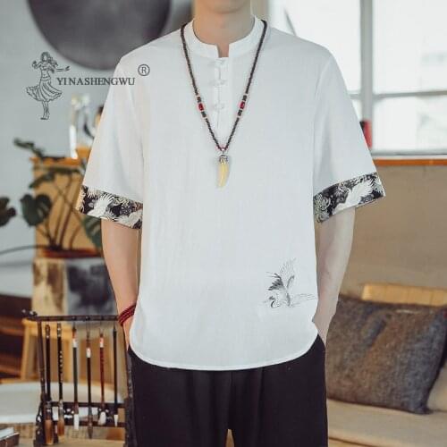 Kimono Japanese Men Short Half-Sleeve Shirt T-shirt Embroidery Japan Harajuku Trousers Asian Menswear Yukata Cardigan Costumes