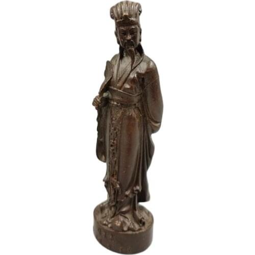 Chinese old Bronze statue of Pure copper Brass Zhuge Liang