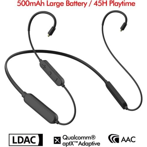 LDAC aptX Adaptive QCC5125 Chip BT5.0 Earphone Upgrade Cable AptX-HD 500mAh 45H Playtime for MMCX IE400/500 UE/QDC A2DC 2Pin IE8