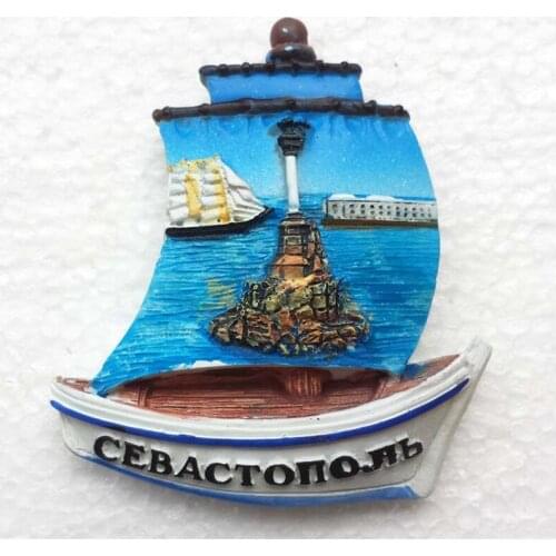 Lychee Russia Crimea Fridge Magnets Creative Sailboat Refrigerator Magnetic Sticker Home Decoration Travel Souvenirs
