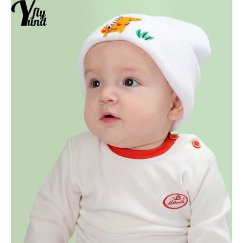 Yundfly Fashion Embroidery Dinosaur Print Knitting Wool Caps Cute Cartoon Pattern Newborn Hats Infant Headwear Photography Props