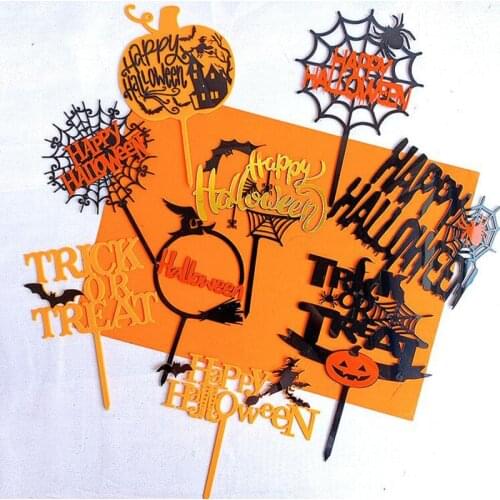 Multiple Happy Halloween Letters Acrylic Cake Topper Decor Easter Cupcake Dessert Topper Decoration Festive Party Supplies New