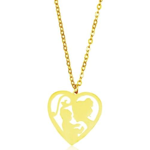 New Mother and Baby Necklace Stainless Steel Mother and Baby Heart Pendant Necklace Mothers Day Jewellery Gift