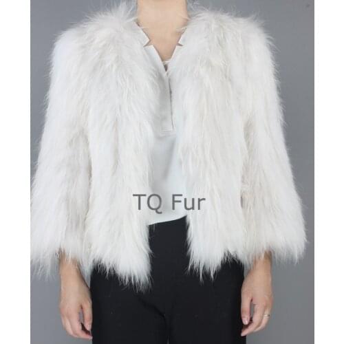 New Arrival Natural Raccoon Fur Coat Real Knitted Fur Women Jacket Winter Warm Ouerwear Nine Quarter Sleeves