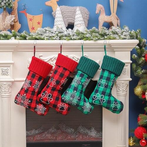 New Christmas Ornaments Knitted Christmas Socks Wool Socks Snowflake Footprint Gift Bag Children Gift Bag