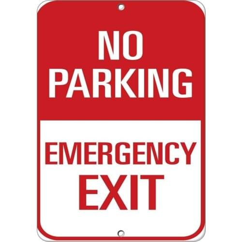 New Tin Sign No Parking Emergency Exit Traffic Aluminum Metal Road Sign Wall Decoration