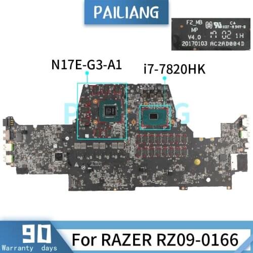 PAILIANG Laptop motherboard For RAZER RZ09-0166 i7-7820HK Mainboard SR32Q N17E-G3-A1 DDR4 tesed